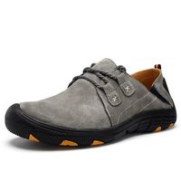 Men Hiking Pigskin Leather Slip Resistant Outdoor Casual Shoes