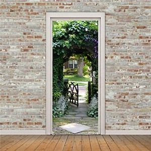 3D 2pcs Self-adhesive Creative Door Stickers Living Room Bedroom Diy Decorative Home Waterproof Wall Stickers 77x200cm 30.3"x78.7"(77x200cm), 2 PCS Set Lightinthebox