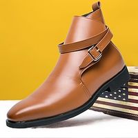 Men's Boots Formal Shoes Dress Shoes Walking Vintage Daily PU Warm Massage Height Increasing Mid-Calf Boots Loafer Black Red Brown Fall Winter miniinthebox