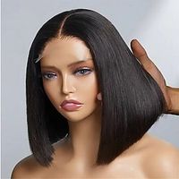 Wear And Go Glueless Human Hair Wig Bob Short Straight 4x4 Lace closure bob wig Pre Cut HD Transparent Human Wigs Ready to Go Lightinthebox - thumbnail