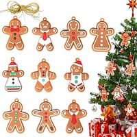 10pcs Christmas Gingerbread Man Pendant PVC Christmas Tree Biscuit Scene Decoration Elderly Snowflake Baby Lightinthebox - thumbnail
