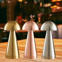 Modern Metal Portable Touch Dimmer Led Table Lamp Tri-colors Metal Desk Rechargeable Mushroom Night Lamp for Bar Hotel KTV Bedside Decoration Lightinthebox