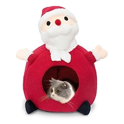 Christmas Cat Bed for Indoor Cats Cute Santa Claus Cat House with Warm Heated Cushions Funny Teddy Fleece Cat Bed Cave for Small Middle Cats and Dogs Lightinthebox Christmas Cat Bed for Indoor Cats Cute Santa Claus Cat House with Warm Heated Cushions Funny Teddy Fleece Cat Bed Cave for Small Middle Cats and Dogs Lightinthebox