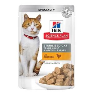 Hill's Science Plan Sterilised Young Adult Cat Chunks in Gravy With Chicken Pouches 85G