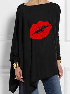 Round Neck Print Loose Fitting Long Sleeve T-Shirt