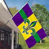 Mardi Gras Carnival Pole Flag Outdoor Patio Garden Flags Parade Banner Decor Party Supplies Lightinthebox - thumbnail