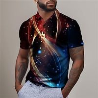 Optical Illusion Men's Subcultural 3D Print Polo Shirt Party Vacation Streetwear Pique Polo Shirt Short Sleeve Turndown Polo Shirts Wine Red Summer S M L Micro-elastic Lapel Polo Lightinthebox