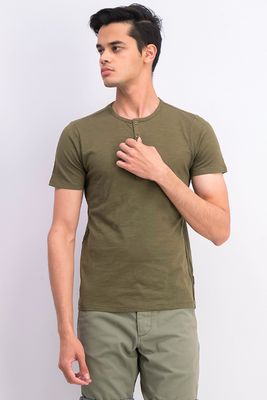 Mens Short Sleeve Henley Tee Olive Mens Short Sleeve Henley Tee Olive