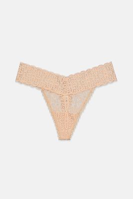 Womens Lace Thong Underwear  Chai