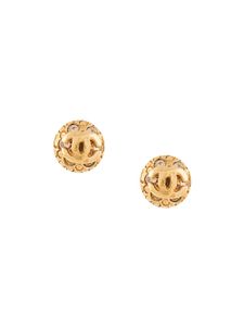 Chanel Pre-Owned 2001's CC logos rhinestone button motif mini piercing - GOLD