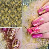 1 Sheet Gold Embossed Nail Stickers Flower Decals