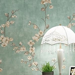 Floral Wallpaper Wall Covering Sticker Film Adhesive Required Flower Retro Idyllic Country Non Woven Home Décor 1000x53cm/393.7x20.87inch miniinthebox