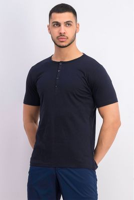 Mens Short Sleeve Henley Tee Navy Mens Short Sleeve Henley Tee Navy