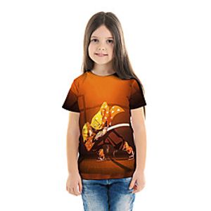 Kids Girls' T shirt Tee Blouse Short Sleeve Anime Cartoon 3D Print Print Orange Children Tops Summer Spring  Summer Streetwear Casual / Daily Children's Day Tailored Fit Loose miniinthebox