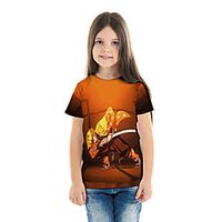 Kids Girls' T shirt Tee Blouse Short Sleeve Anime Cartoon 3D Print Print Orange Children Tops Summer Spring  Summer Streetwear Casual / Daily Children's Day Tailored Fit Loose miniinthebox - thumbnail