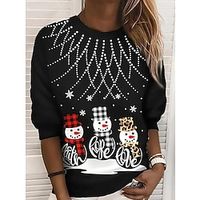 Ugly Christmas Sweatshirt Women's Sweatshirt Pullover Snowman Sportswear Funny Festival Print Black Christmas Casual Round Neck Long Sleeve Top Micro-elastic Fall  Winter Lightinthebox - thumbnail