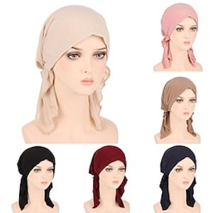 New Elastic Solid Color Wrap Head Scarf Hats Muslim Turban Bonnet For Women Inner Hijab Hat Fashion Female Turbantes Caps Lightinthebox