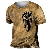 Men's Unisex T shirt Tee Graphic Skull Crew Neck Green Blue Purple Pink Brown 3D Print Outdoor Street Short Sleeve Print Clothing Apparel Vintage Sports Designer Casual  Summer  Summer Lightinthebox - thumbnail