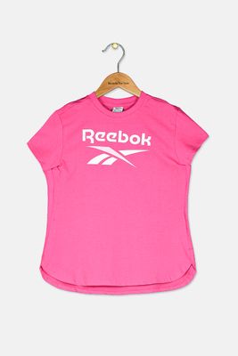 Kids Girls Classics Logo Split Colour T-Shirt   Shocking Pink
