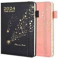 A5 Daily Planner from 2024 January to December Week to View Diary with Pen Holder Elastic Strap Ribbon Bookmark 360Pages miniinthebox - thumbnail