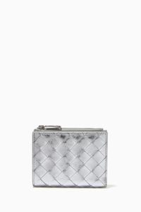 Mini Bi-fold Zip Wallet in Intrecciato Metallic Nappa