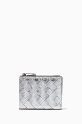 Mini Bi-fold Zip Wallet in Intrecciato Metallic Nappa