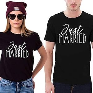 Couple Tshirt Letters 1pc Couple's Men's Women's T shirt Tee Crew Neck Black Valentine's Day Daily Short Sleeve Print Fashion Casual Lightinthebox