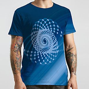 Men's Unisex Tee T shirt 3D Print Graphic Prints Geometry Plus Size Print Short Sleeve Casual Tops Basic Designer Big and Tall Blue Lightinthebox
