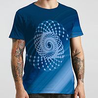 Men's Unisex Tee T shirt 3D Print Graphic Prints Geometry Plus Size Print Short Sleeve Casual Tops Basic Designer Big and Tall Blue Lightinthebox - thumbnail