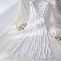 Women's Pajamas Loungewear Nightgown Pure Color Romantic Sweet Home Christmas Bed Polyester Gift Straps Sleeveless Summer Spring White Lightinthebox - thumbnail