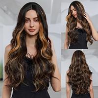 Synthetic Lace Wig Curly Style 28 inch Brown Middle Part 13x1 Lace Front Wig Women's Wig Light Brown Lace sepia Lightinthebox