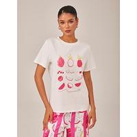 Dragon Fruit Print Cotton T-shirt