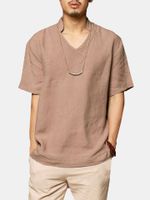 Chinese Style Cotton Linen Loose T Shirts