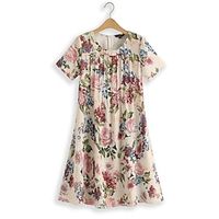 Women's Casual Dress Summer Dress Floral Print Crew Neck Mini Dress Streetwear Street Holiday Short Sleeve Loose Fit Apricot Summer Spring S M L XL XXL Lightinthebox