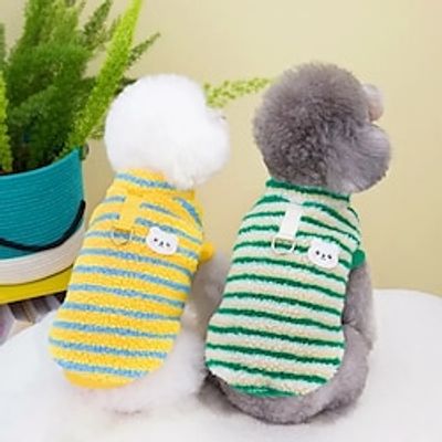 Lovely Pet Clothes With Cartoon Rabbit Pattern Soft Warm DogSweater With Leash Ring Colorful Striped Puppy Vest For Autumn AndWinter Lightinthebox