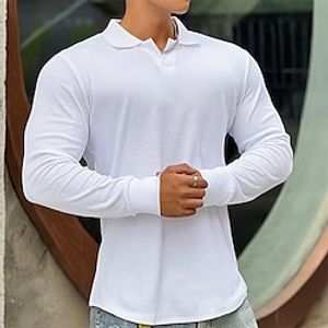 Men's T shirt Tee Solid Colored Turndown Gray White Black Street Sports Long Sleeve Clothing Apparel Fashion Designer Casual Comfortable Lightinthebox