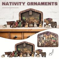 1pc, Wooden Puzzle Ornament Wooden Religious Home Interior Christmas Ornament Easter Puzzle Lightinthebox - thumbnail