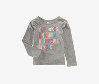 Kids Girls Graphic-Print Long-Sleeve T-Shirt  Pewter Heather - thumbnail
