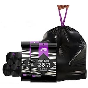 12pcs Multipurpose  Big Drawstring Trash Bags - Black Garbage Bags Disposable Plastic Waste Liners for Bedroom Bathroom Office Home miniinthebox