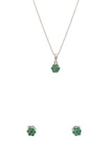 Emerald Necklace and Earrings Set - thumbnail