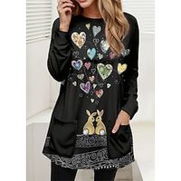 Women's Sweatshirt Pullover Graphic Active Sportswear Pocket Print Black Casual Sports Round Neck Long Sleeve Top Micro-elastic Fall  Winter Lightinthebox - thumbnail