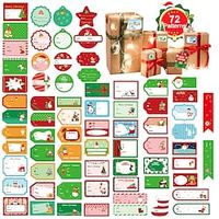 4 Sheets/72pcs Christmas Sticker, Self-adhesive Sealing Sticker To From Christmas Gift Bag Packaging Box Label Original, Scene Decor, Festivals Decor, Home Decor, Corridors Decor miniinthebox - thumbnail