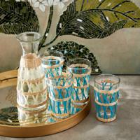 Bamboo Detail 5-Piece Glass and Pitcher Set
