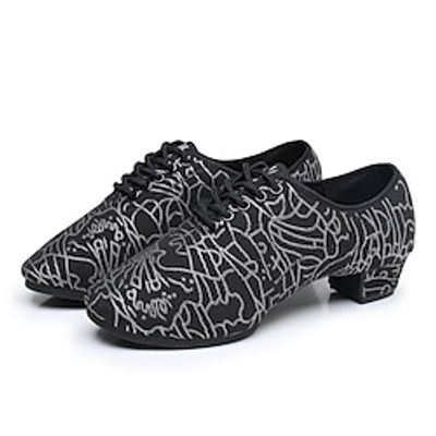 Men's Latin Shoes Practice Trainning Dance Shoes Outdoor Plus Size Lace Up Pattern Print Split Sole Low Heel Closed Toe Lace-up Adults' Black Gold Black Silver Lightinthebox Men's Latin Shoes Practice Trainning Dance Shoes Outdoor Plus Size Lace Up Pattern Print Split Sole Low Heel Closed Toe Lace-up Adults' Black Gold Black Silver Lightinthebox
