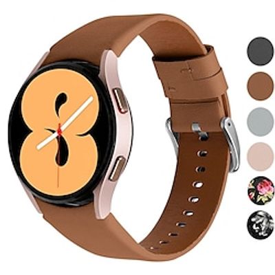 1 pcs Smart Watch Band for Samsung Galaxy Watch 4 40/44mm Watch 4 Classic 42/46mm 20mm Genuine Leather Smartwatch Strap Waterproof Luxury Adjustable Leather Loop Replacement  Wristband miniinthebox