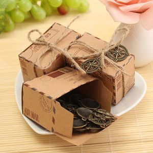 50pcs Kraft Paper Box Airplane Mail Candy Box Rustic Wedding Favors Shabby Vintage Gift Packing Bags