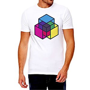 Men's Unisex Tee T shirt Hot Stamping Graphic Prints Rubik's Cube Plus Size Print Short Sleeve Casual Tops Cotton Basic Fashion Designer Big and Tall White miniinthebox
