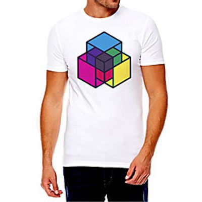 Men's Unisex Tee T shirt Hot Stamping Graphic Prints Rubik's Cube Plus Size Print Short Sleeve Casual Tops Cotton Basic Fashion Designer Big and Tall White miniinthebox