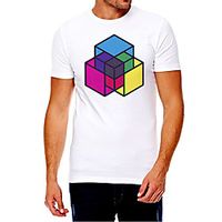 Men's Unisex Tee T shirt Hot Stamping Graphic Prints Rubik's Cube Plus Size Print Short Sleeve Casual Tops Cotton Basic Fashion Designer Big and Tall White miniinthebox - thumbnail