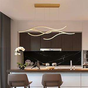 100120 cm LED Pendant Light Wave Design Line Design Black Gold  Metal Artistic Style Modern Style  Office, Shops Stylish Painted Finishes Artistic LED 110-120V 220-240V Lightinthebox